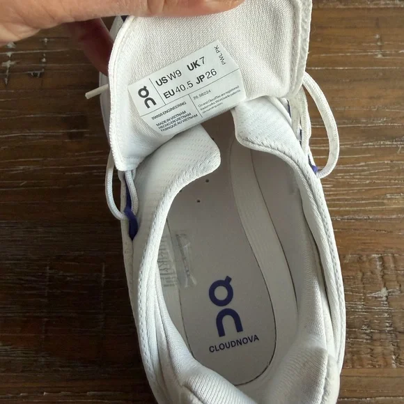 Last Pair !!!!! ON Cloudnova white Undyed Ultramarine blue new! W9 running shoes - Picture 3 of 6